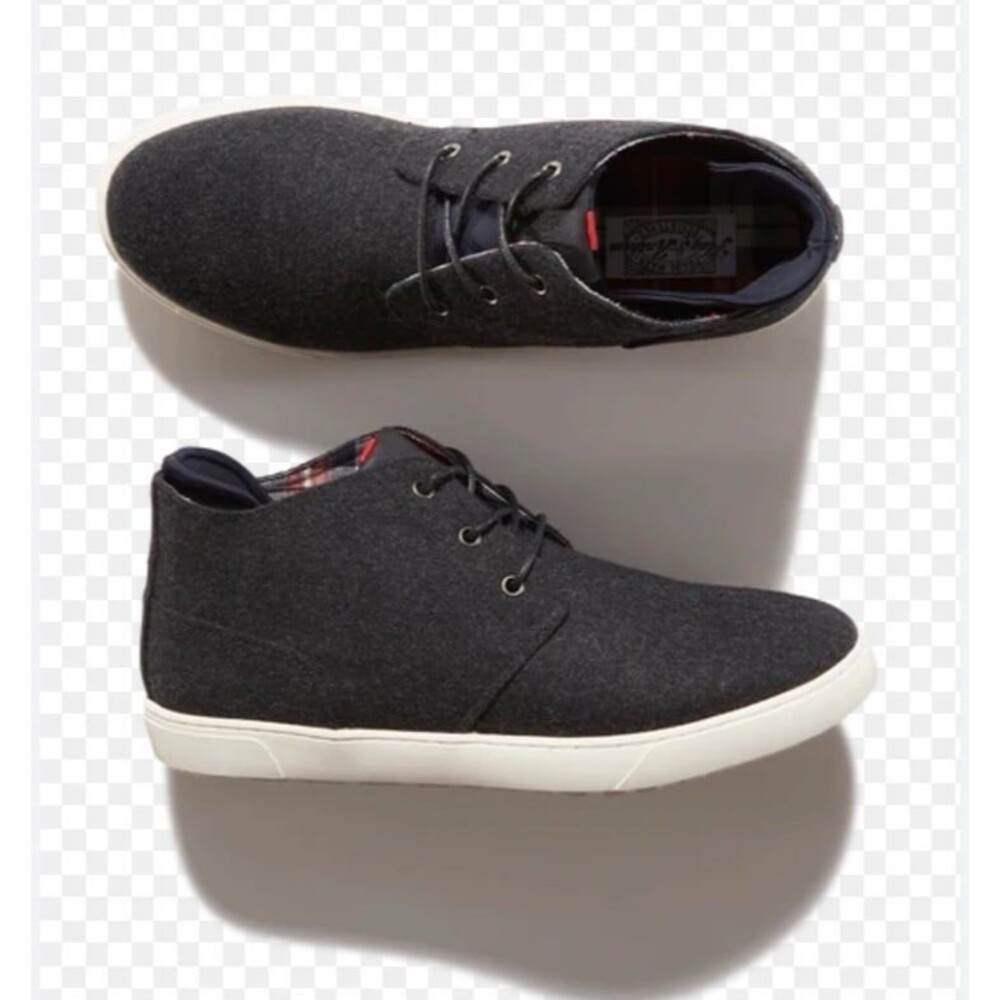 Flag and Anthem Men's Black Flannel Wool Weston Mid Top Sneakers Size 12.5